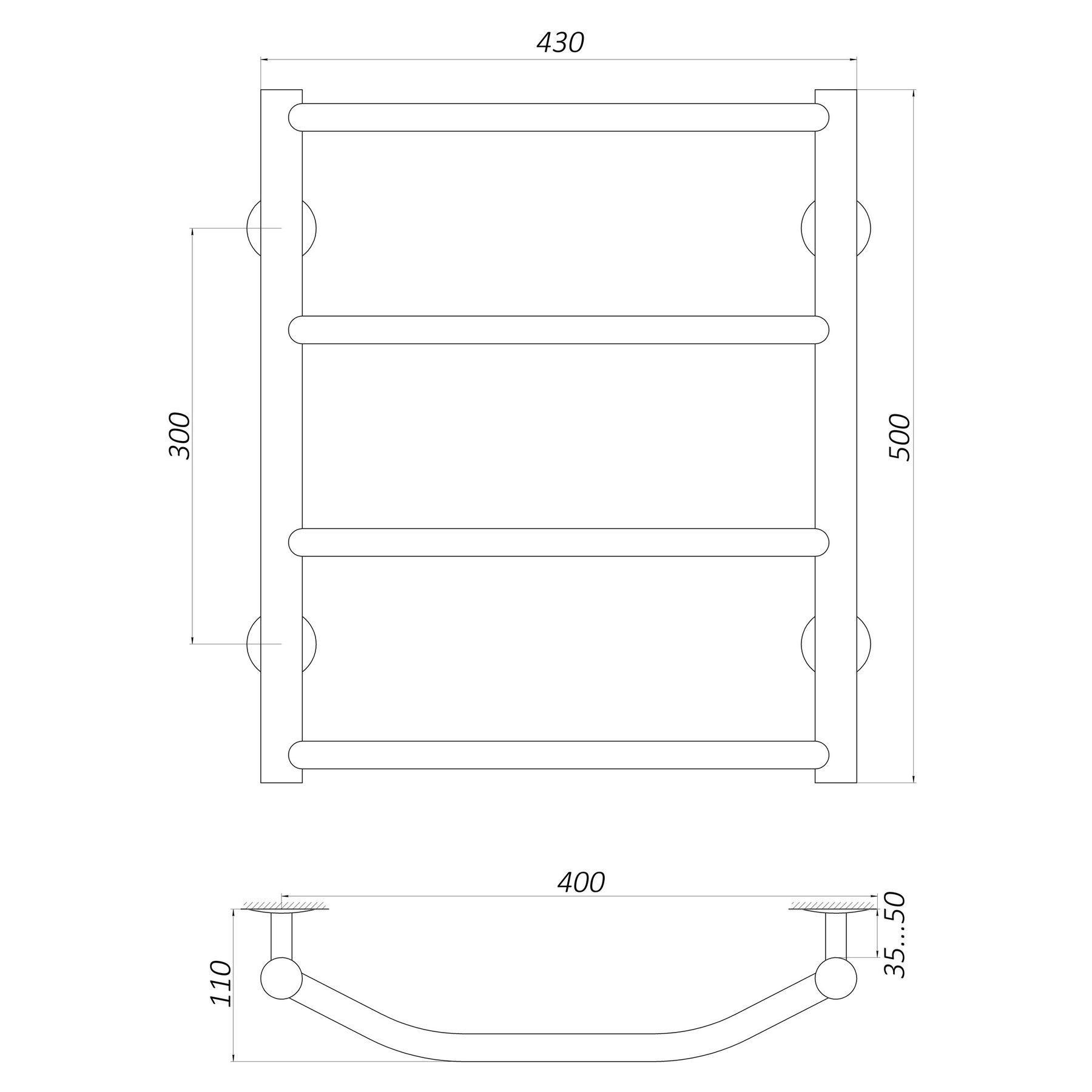 Рушникосушарка UNIO LT W 500-400-4 Драбинка Трапеція (20642) - фото 5 Рушникосушарка UNIO LT W 500-400-4 Драбинка Трапеція (20642) - фото 5
