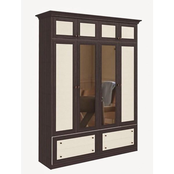 Распашной шкаф Світ Меблів Лотос 4Д в спальню/прихожую из ДСП/МДФ 1880x570x2440 цвет венге темный/венге светлый