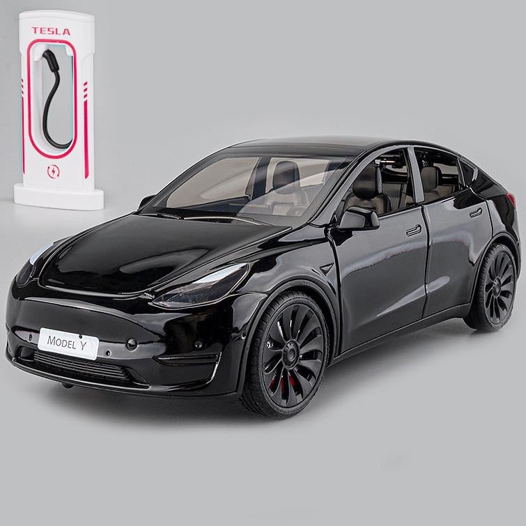 ᐉ Іграшка машинка Tesla Model Y металева із зарядною станцією 1
