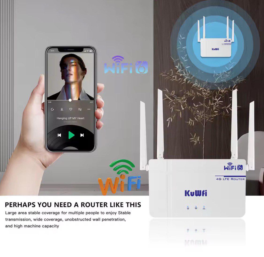 Маршрутизатор KuWfi CAT4 4G LTE SIM WAN/LAN Wireless Router WIFI6 - фото 6