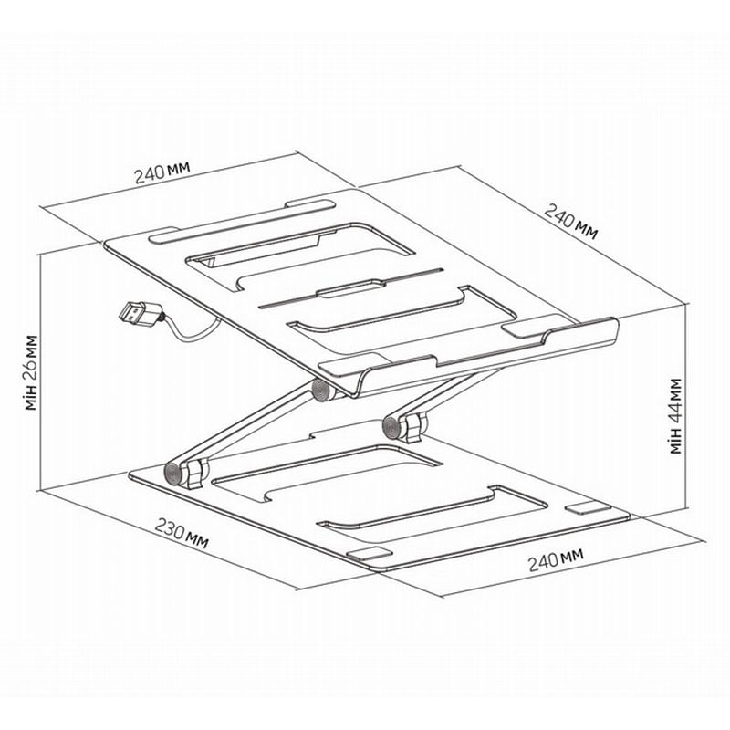 Подставка для ноутбука Lumi LPS03-8H складная 4 порта USB (tf5590) - фото 8