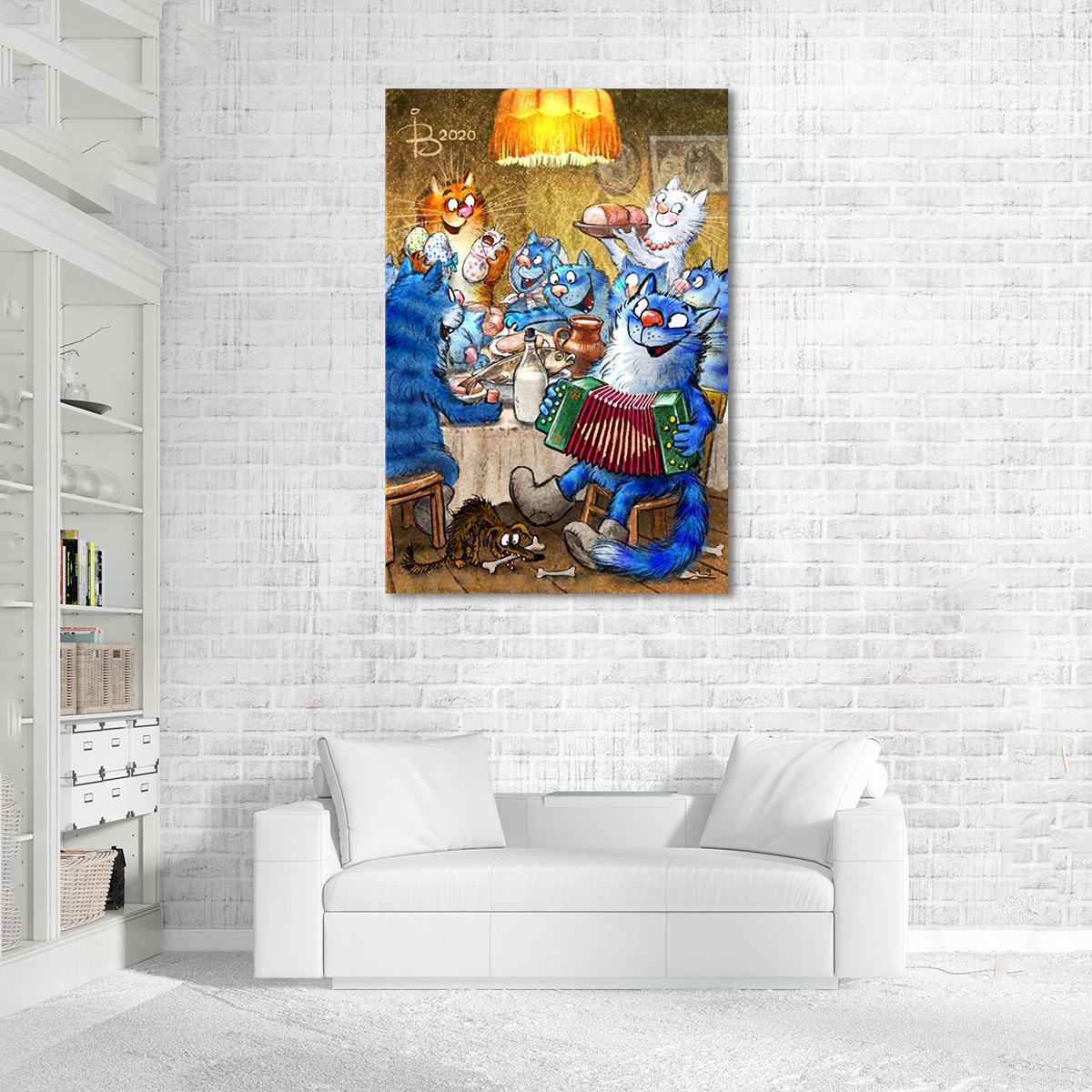 Модульная картина Полный стол гостей 1 модуль 60x90 см