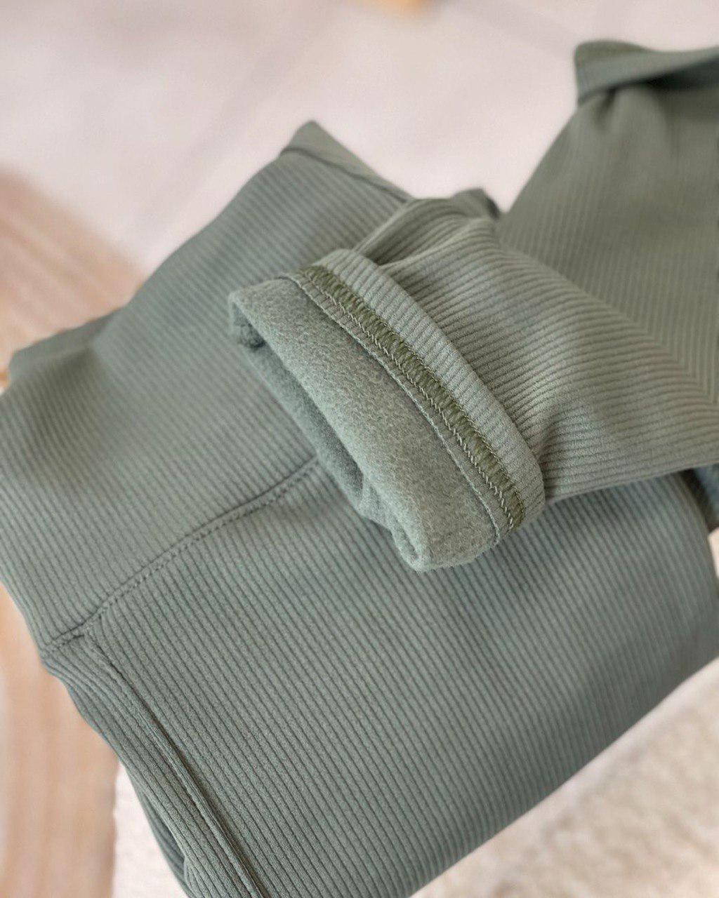 Лосини жіночі LADY HUREM 2395 рубчик широкий пояс утеплені XL Хакі (1090) - фото 4