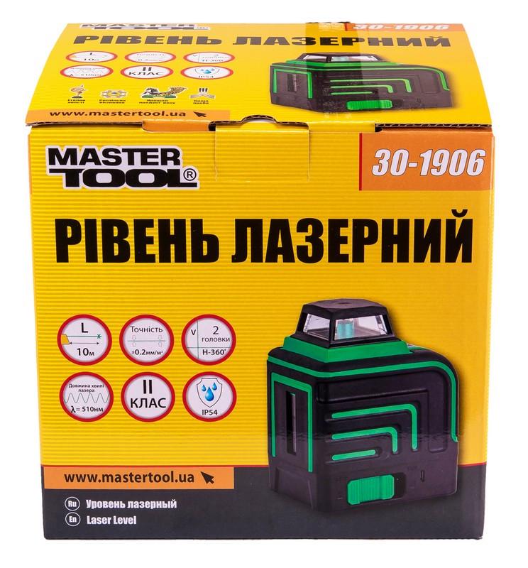 Уровень лазерный MasterTool на 2 лазерные головки 0,2 мм/м 10 м Li-ion в сумке Green (30-1906) - фото 6
