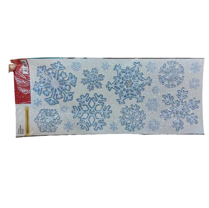 Наклейки новогодние Снежинки с блестками Livarno Home 21x47 см Голубовато-серебристый (208912) - фото 2