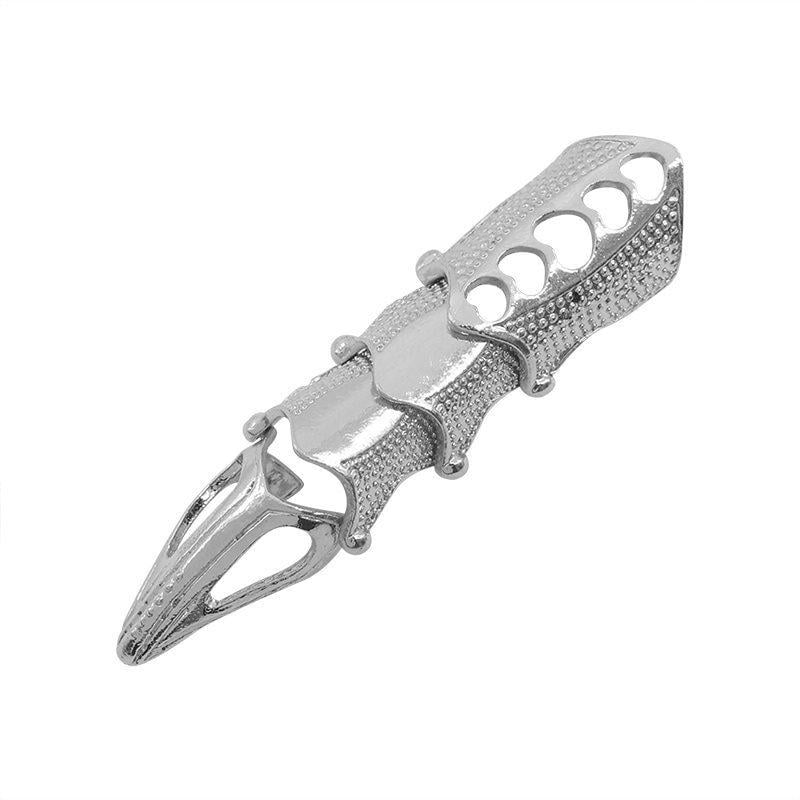 Кольцо-коготь на весь палец в стиле панк рок унисекс Серебряный (R8124)