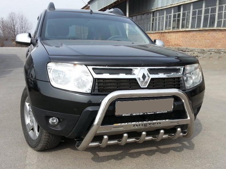 Кенгурятник с надписью WT004 CAN для Renault Duster 2008-2017 гг. нержавеющая сталь Хром