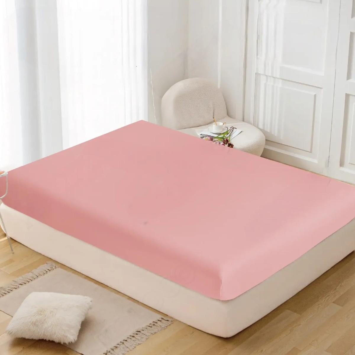 Простынь на резинке Koloco 160x200/25 см Розовый (00000038654)