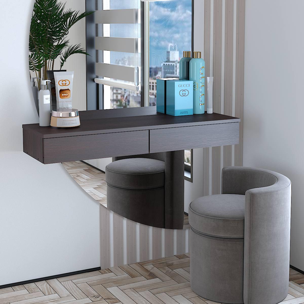 Стіл туалетний підвісний Стелла 2 1004х310х130 мм Дуб венге магія - фото 1 Стіл туалетний підвісний Стелла 2 1004х310х130 мм Дуб венге магія - фото 1