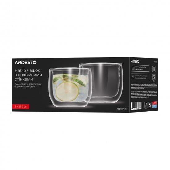 Набор чашек Ardesto AR2626B с двойными стенками 2х260 мл (2371537664) - фото 3 Набор чашек Ardesto AR2626B с двойными стенками 2х260 мл (2371537664) - фото 3