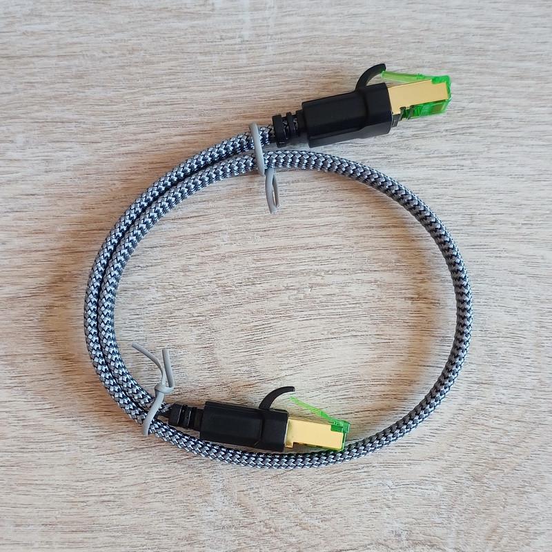 Кабель патч-корд RJ45 SUNROZ Cat8 40Gbps LAN кабель с оплеткой 0,5 м Серый (A487500)