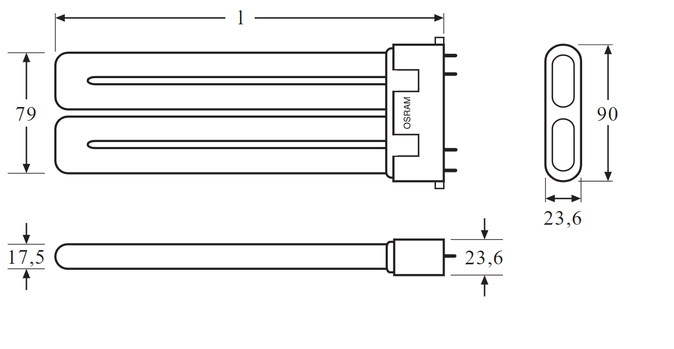 Лампа люмінесцентна OSRAM DULUX F компактна 18W 58V 1100lm 3000K 2G10 128x16,2 мм U-подібна (4050300333540) - фото 2