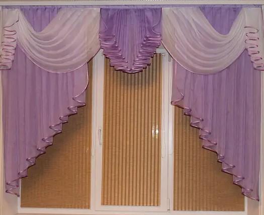 Ламбрекен на карниз Фиалка шифон 2 м Сиреневый (25650803)