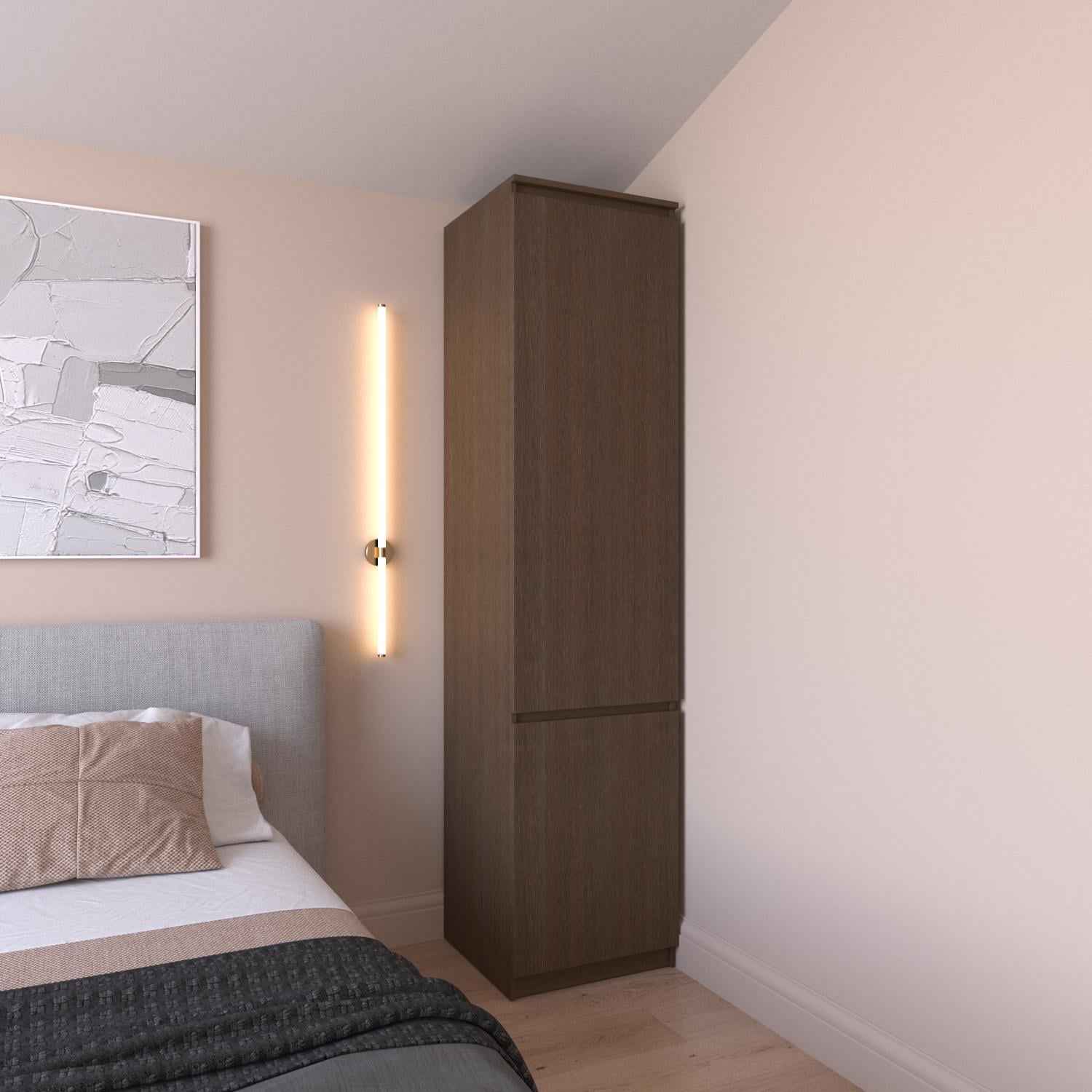 Пенал с полками и дверцей без ручек для хранения одежды и обуви 502х2110х400 мм Венге (T-217) Пенал с полками и дверцей без ручек для хранения одежды и обуви 502х2110х400 мм Венге (T-217)