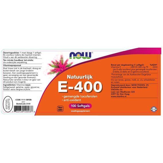 Вітамін E NOW Foods Vitamin E-400 100 Softgels - фото 2