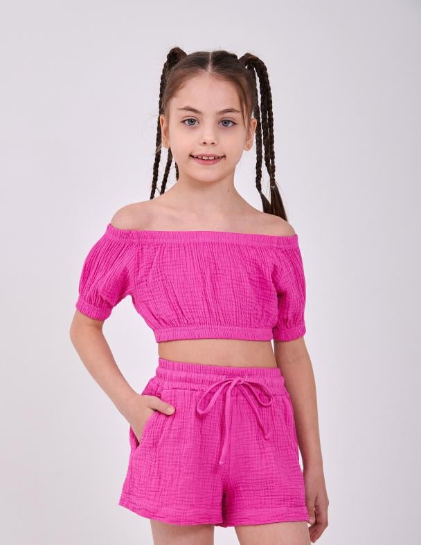 Шорты детские для девочки Smil 100 cotton муслин 140 см Малиновый (112444)