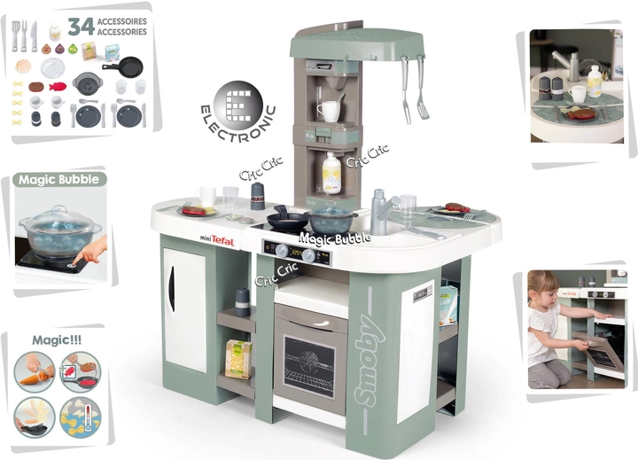 Кухня детская интерактивная Smoby Тефаль Студио большая с духовкой и холодильником 34 аксессуара (311053) - фото 2 Кухня детская интерактивная Smoby Тефаль Студио большая с духовкой и холодильником 34 аксессуара (311053) - фото 2