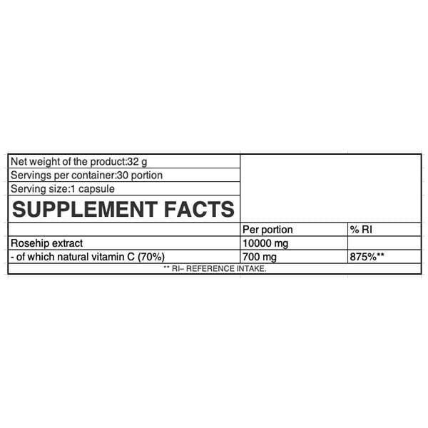 Витамин C для спорта OstroVit Pharma Natural Vitamin C from Rose Hips 30 Caps - фото 2