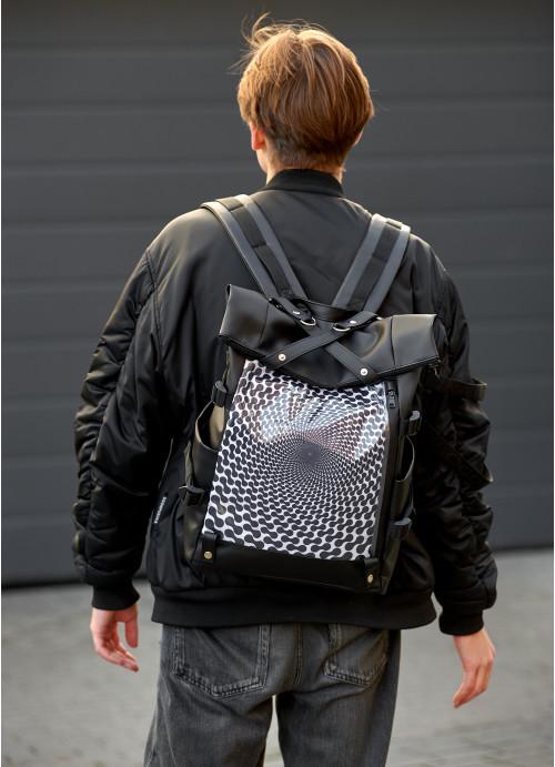 Городской рюкзак мужской роллтоп Sambag illusion с карманом под ноутбук Черный (4790301641)