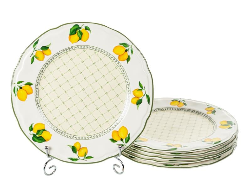 Набор из шести фарфоровых тарелок Lefard Мальфари 922-087 27 см Бежевый/Желтый