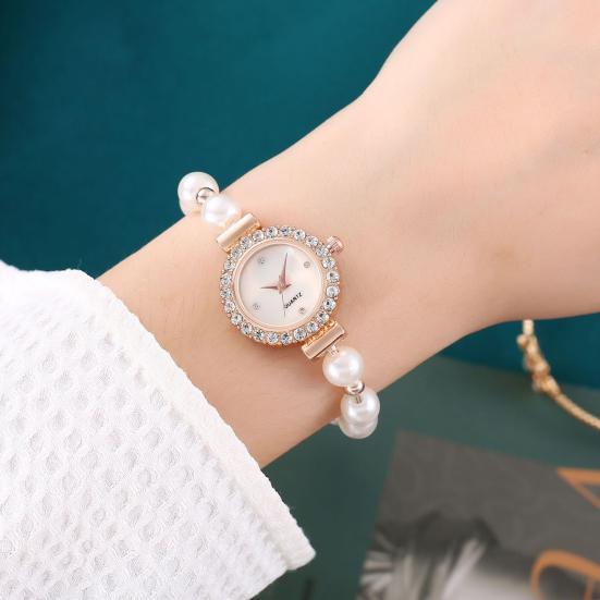 Наручний кварцовий годинник з регульованим браслетом із перлин та стразами Рожеве золото (2690598357) - фото 7 Наручний кварцовий годинник з регульованим браслетом із перлин та стразами Рожеве золото (2690598357) - фото 7