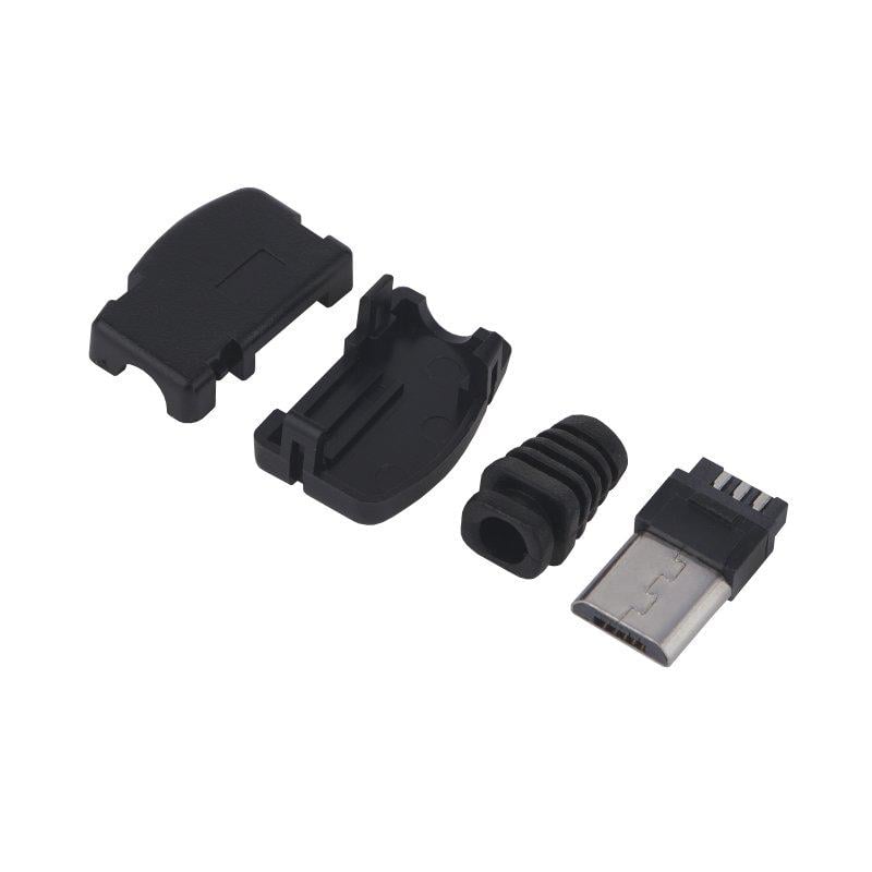 Штекер угловой Micro USB на кабель в корпусе (A447011) Штекер угловой Micro USB на кабель в корпусе (A447011)