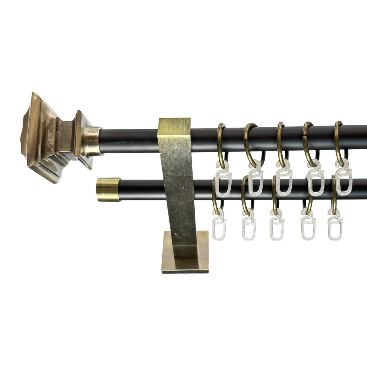 Карниз для штор Orvit Борджеза двухрядный 19/19 мм техно 200 см Черный/Антик (000-8153)