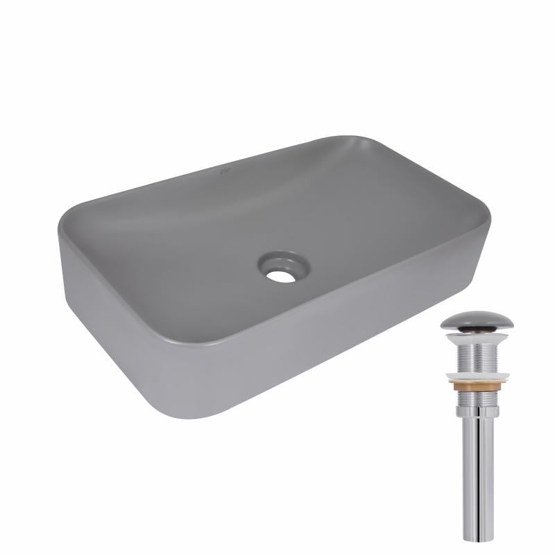 Раковина накладна Qtap Tern QTTER188SG49789 прямокутна з донним клапаном 610x350x135 мм Сірий (SD00055913)