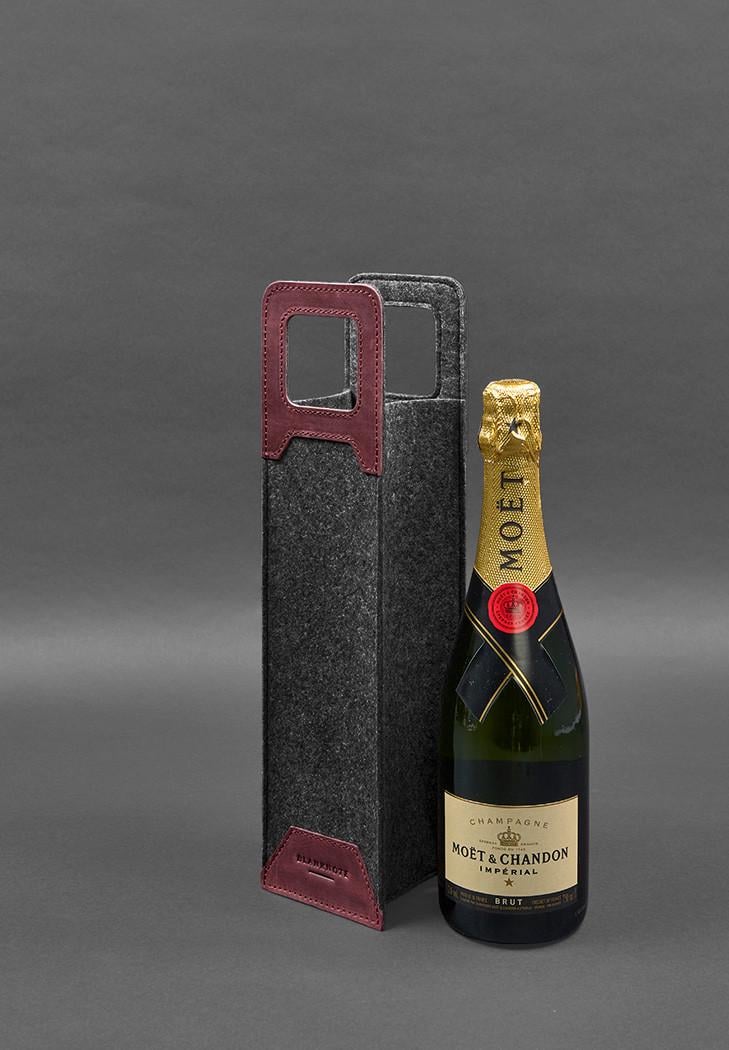 Чехол для вина 1.0 из фетра с кожаными вставками Crazy Horse Бордовый (A-027939) - фото 3 Чехол для вина 1.0 из фетра с кожаными вставками Crazy Horse Бордовый (A-027939) - фото 3