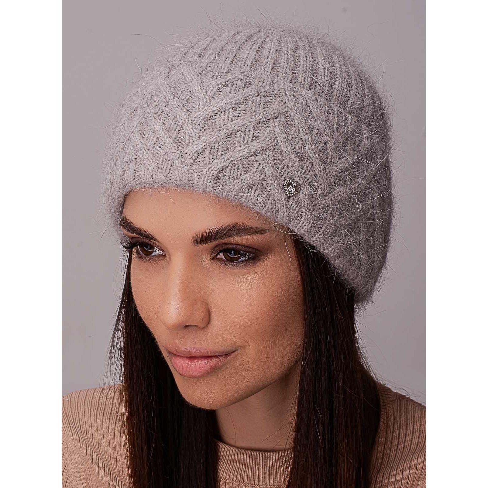 Шапка женская ангоровая утепленная флисом Leks Мадонна с узором на отвороте Серый средний Шапка женская ангоровая утепленная флисом Leks Мадонна с узором на отвороте Серый средний