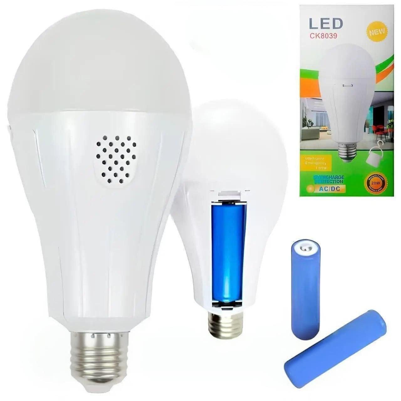 Лампочка аварійна світлодіодна з 2 акумуляторами Good Idea CK8039 з кількома режимами роботи 20Вт Білий (874121) - фото 2