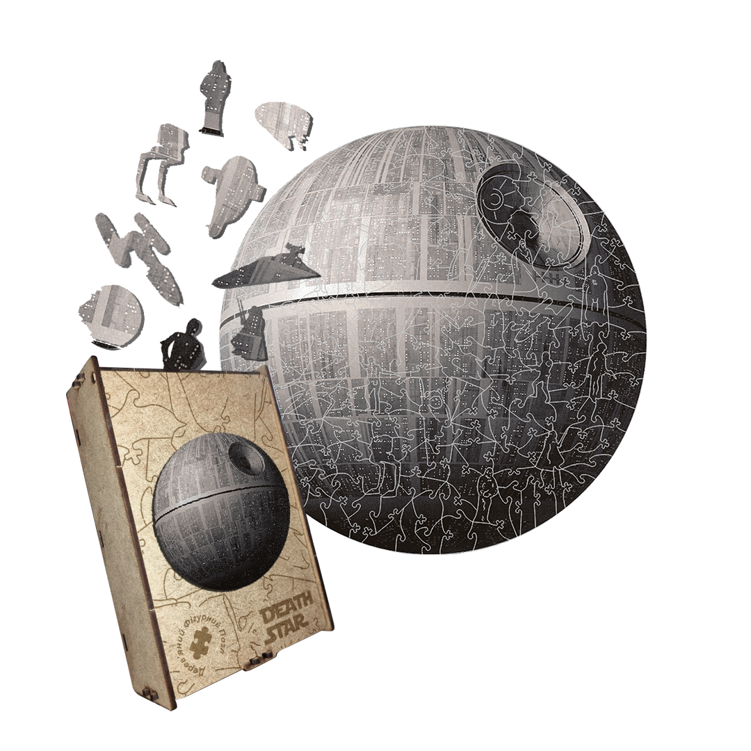 Пазл дерев'яний Зірка Смерті А4 дерев'яна коробка 100 елементів