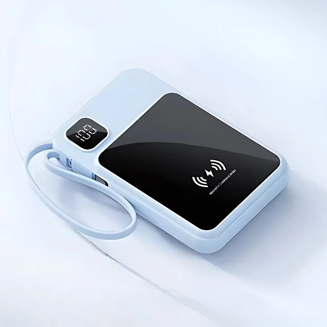 Павербанк беспроводной магнитный с быстрой зарядкой и 4 встроенными кабелями 10000 mAh 22,5 Вт Blue (Powerbank_7_Blue)