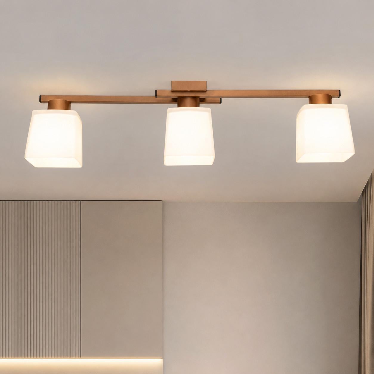 Люстра MSK Electric Dublin на три квадратных плафона под лампу Е27 Античная медь (NL 16610-3 CP)