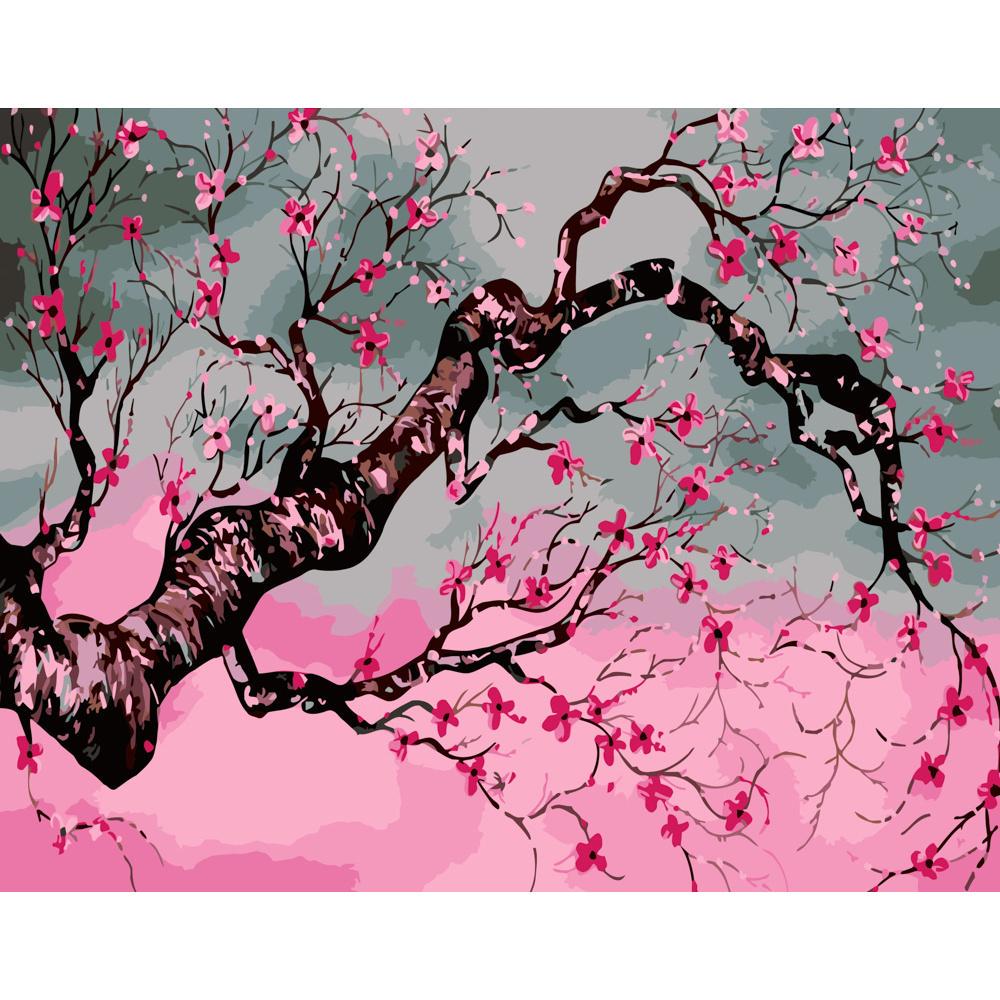 Картина по номерам Strateg Премиум Утренняя сакура 40x50 см (DY140)