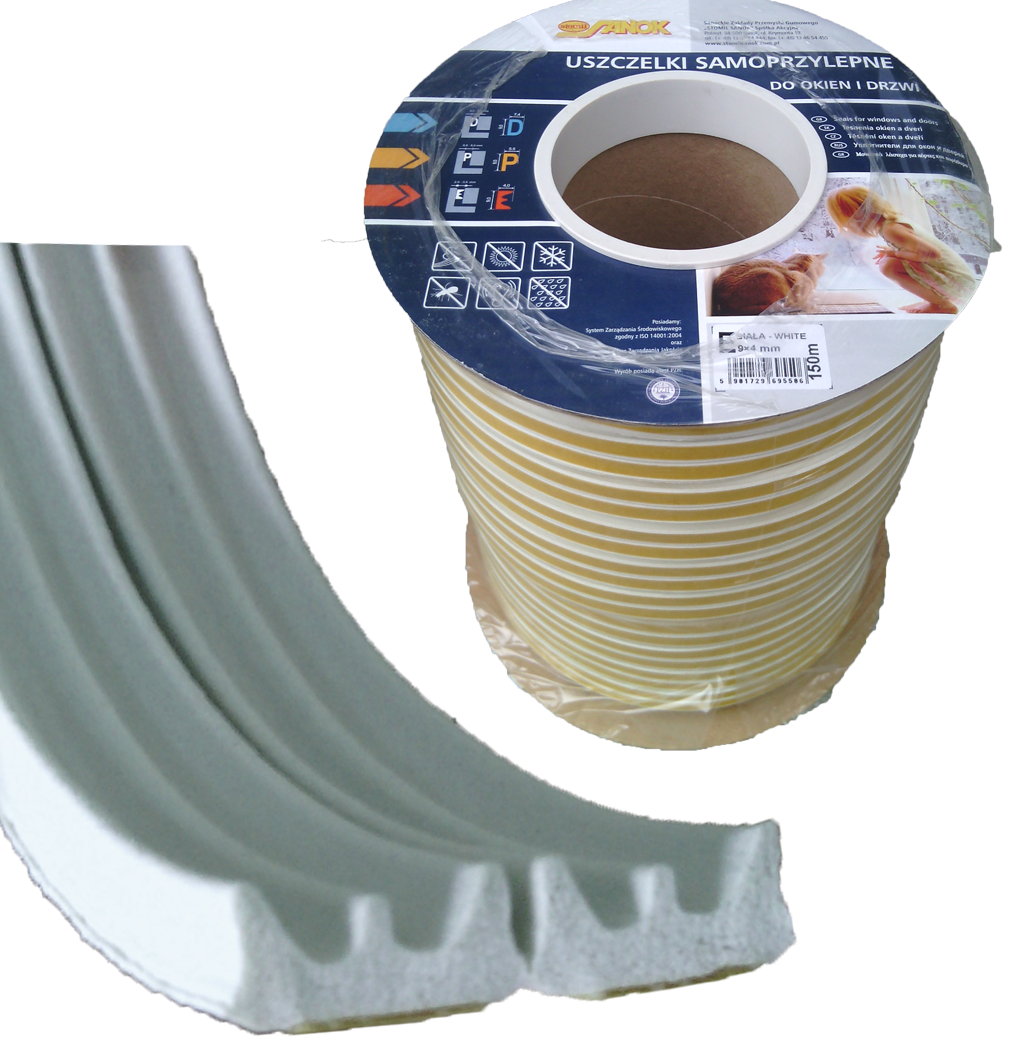 Ущільнювач для вікон та дверей STOMIL E-профіль 9х4 мм Білий