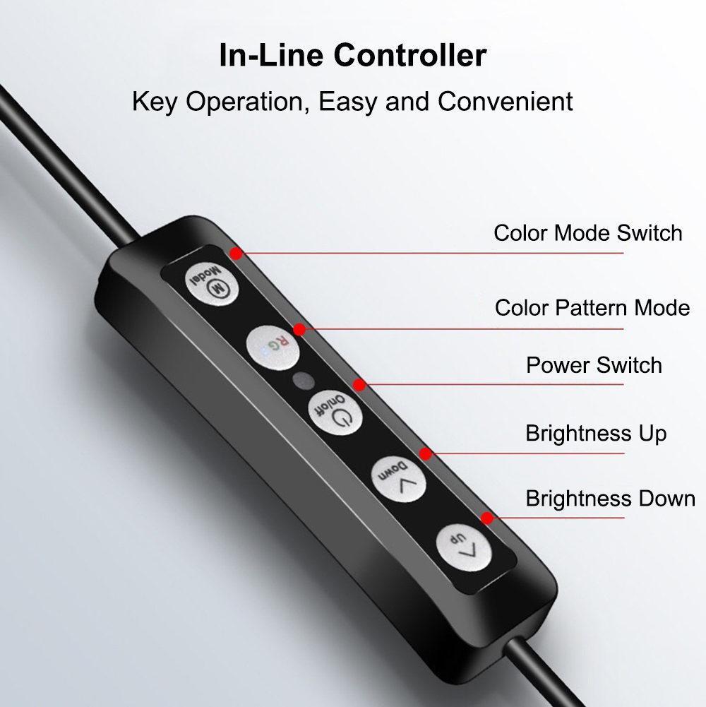 Кільцева лед-лампа для студійного освітлення Ring RGB MJ18 18см з пультом для фото і відео - фото 5
