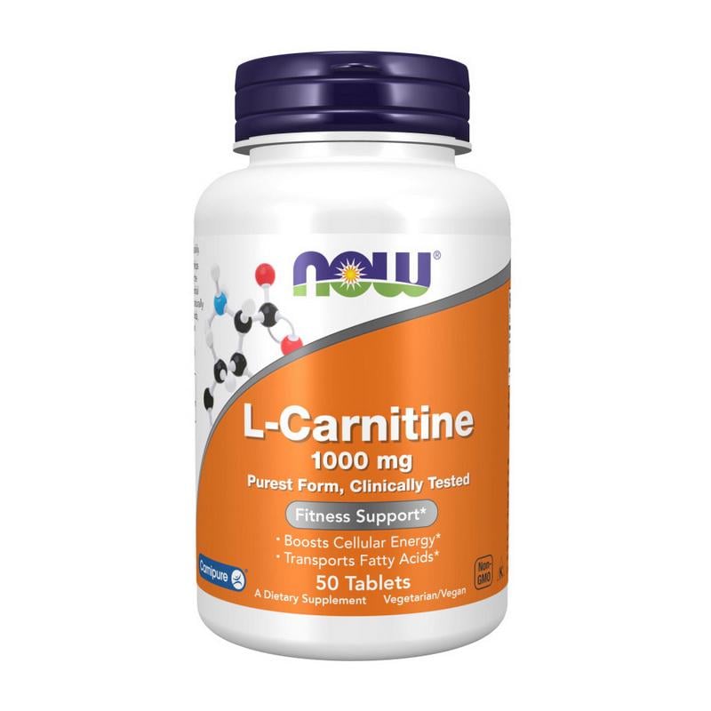Карнитин NOW L-Carnitine 1000мг purest form 50 табл.