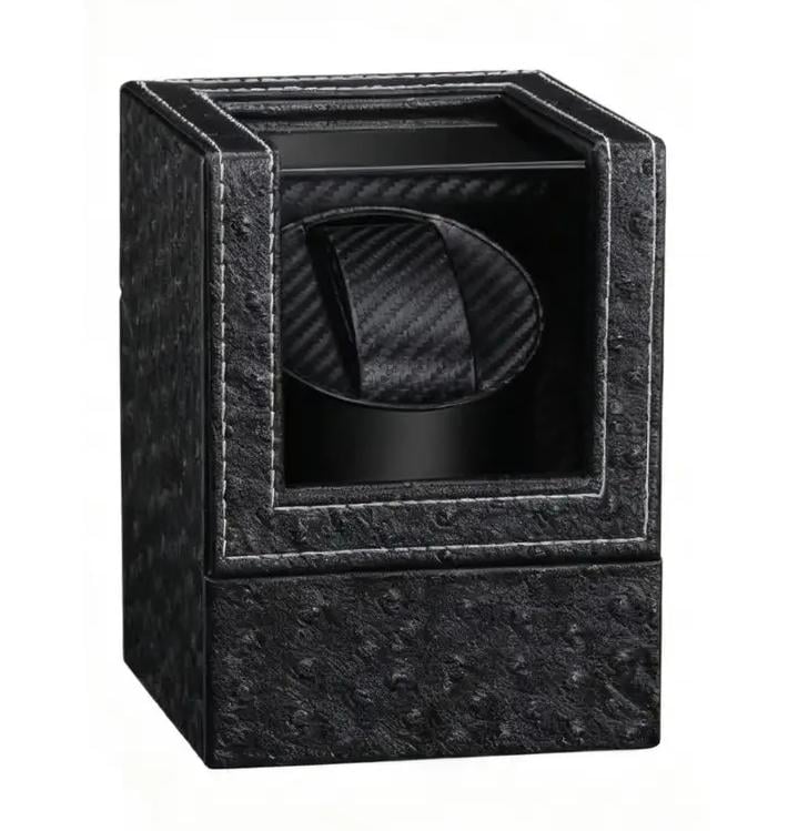 Ящик для подзавода механических часов Виндер Watch Winder эко-кожа под страуса Черный