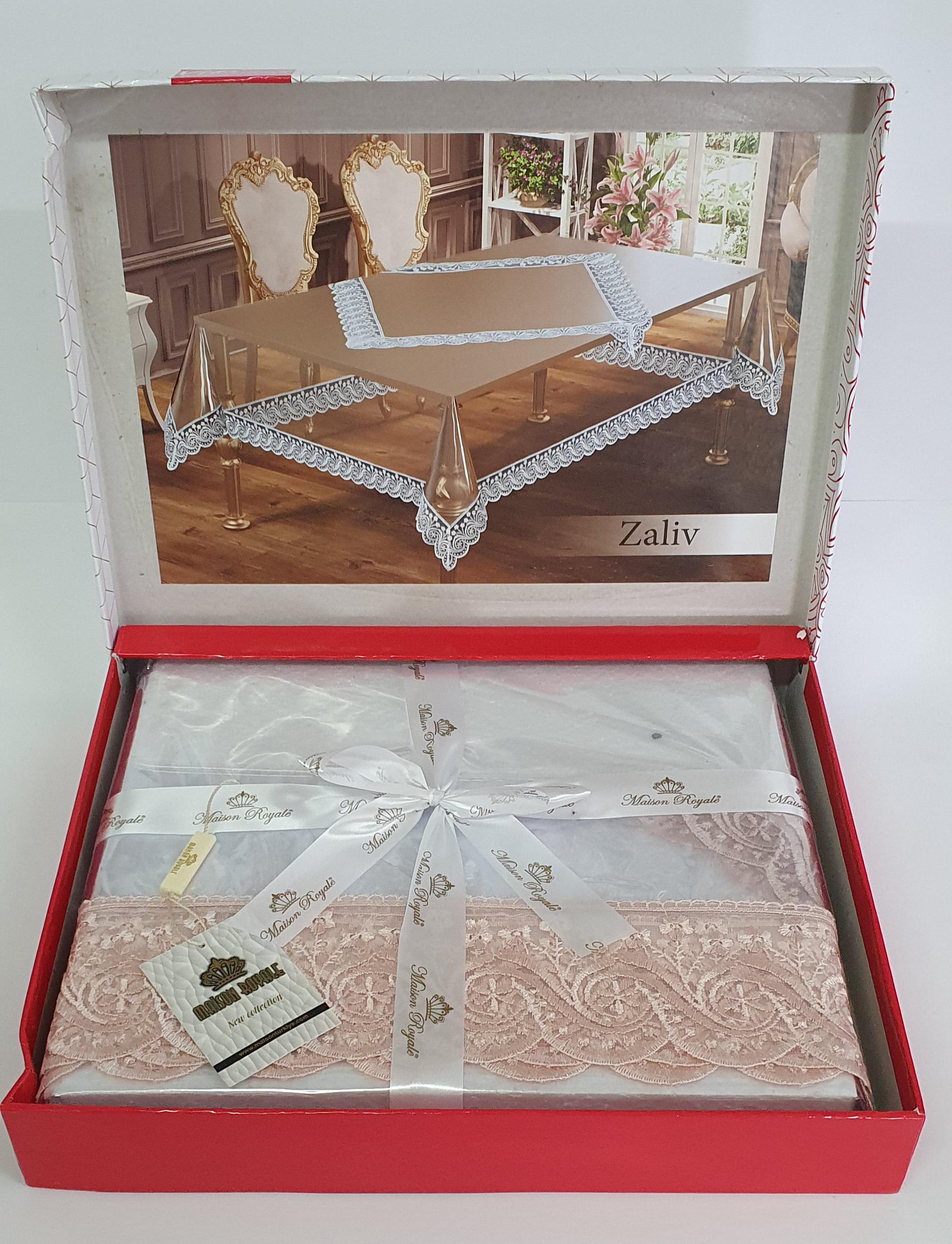 Силиконовая скатерть с кружевом Maison Royale 160x400 Zaliv Powder (CN17429)