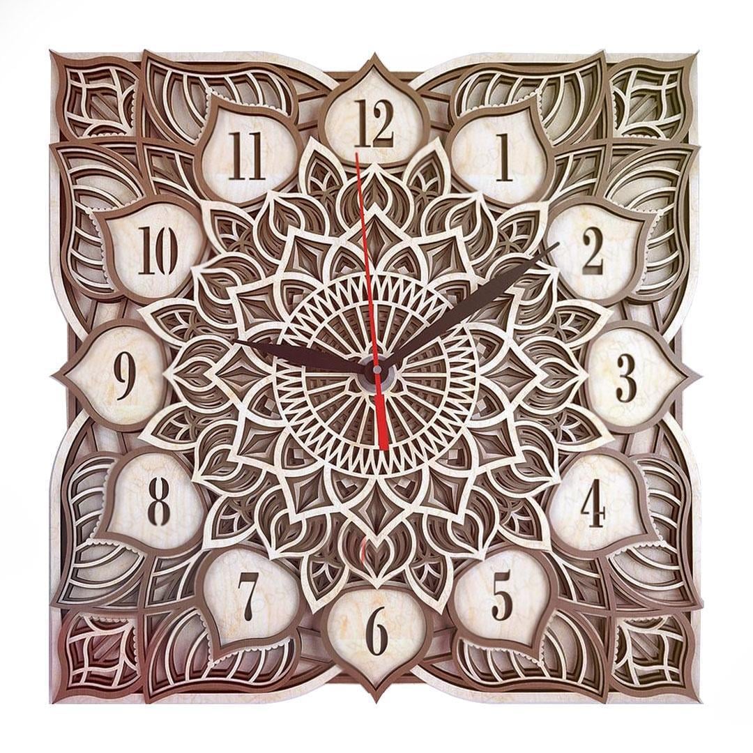 Настенные часы из дерева Мандала MCLO10005 окрашенные