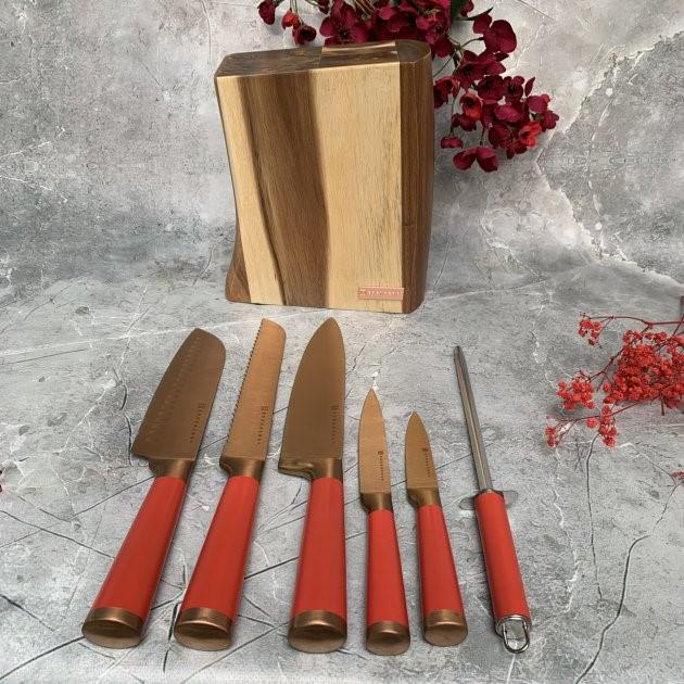 Набор ножей кухонных Edenberg EB-11029 с деревянной подставкой 7 пр. Красный (EB-11029) - фото 3 Набор ножей кухонных Edenberg EB-11029 с деревянной подставкой 7 пр. Красный (EB-11029) - фото 3