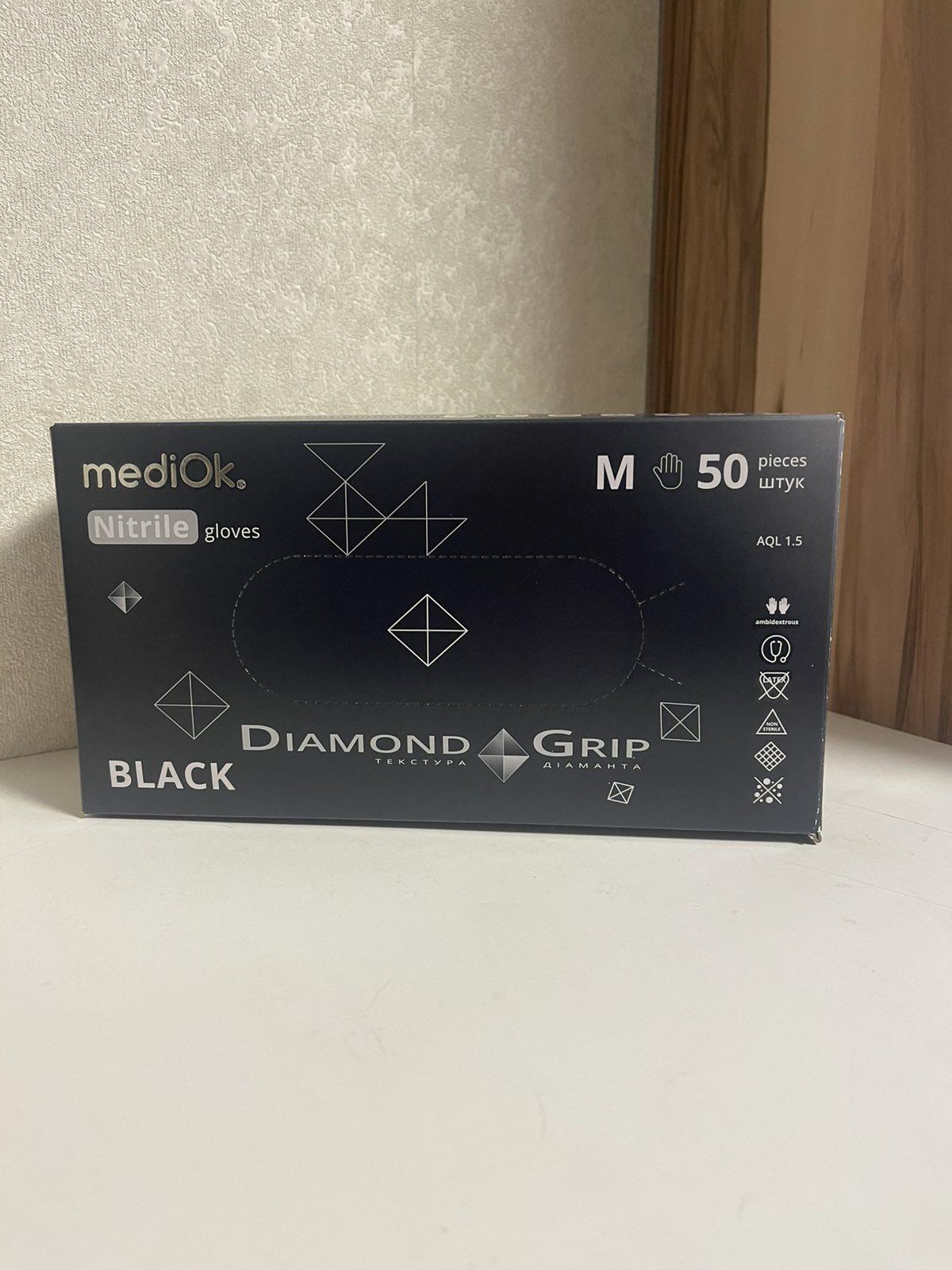 Рукавички нітрилові Mediok GRIP підвищеної міцності неопудрені 8,6 г M 25 пар Black (29753302)