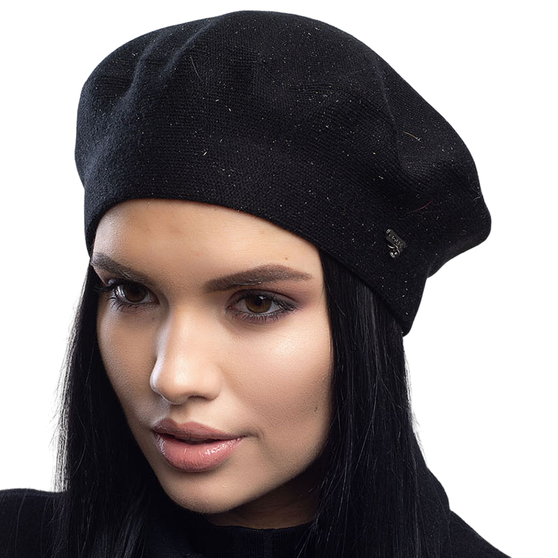 Берет женский Leks Сказка двойной с люрексом Черный (129417)