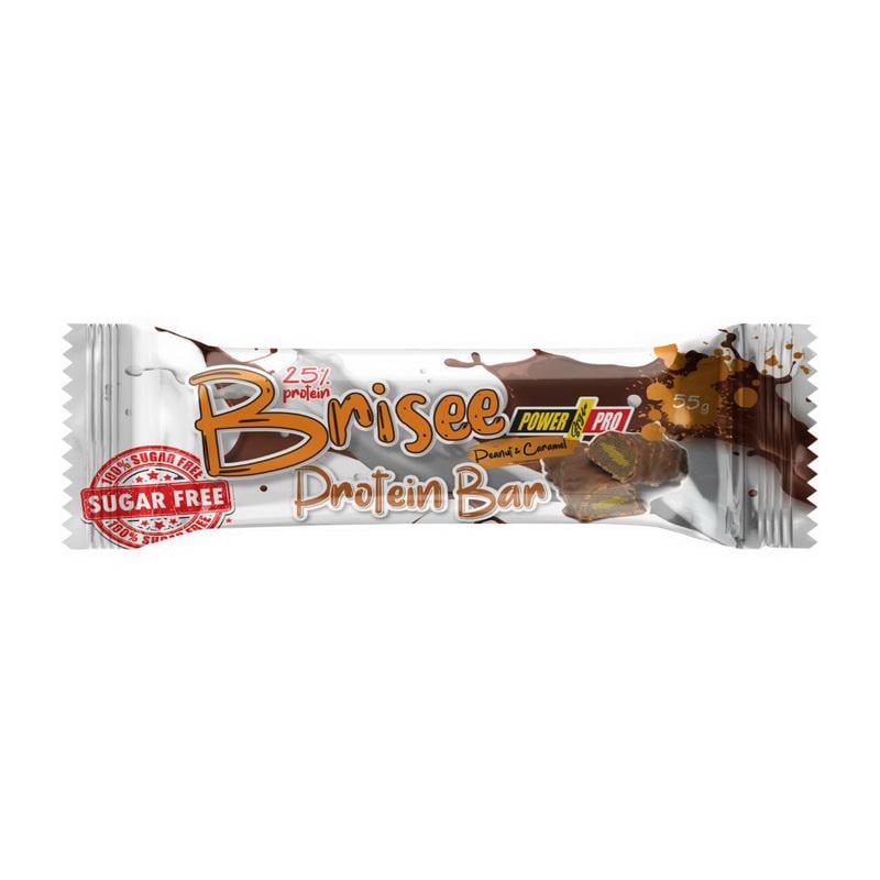 Протеиновый батончик 13 г білка без сахара Power Pro Brisee Protein Bar 25% 55 г Арахис/Карамель