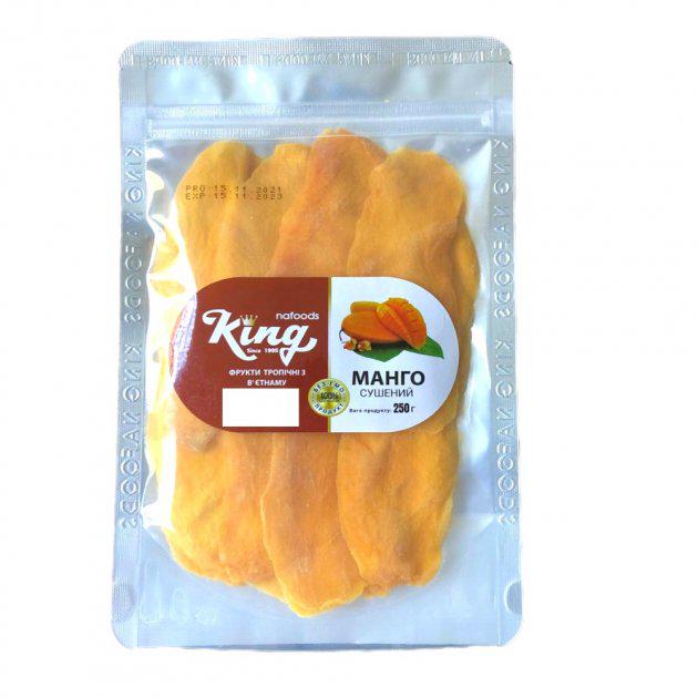 Сушений манго натуральний King Natural Mango NaFoods без цукру 250 г (NaFKing-250)