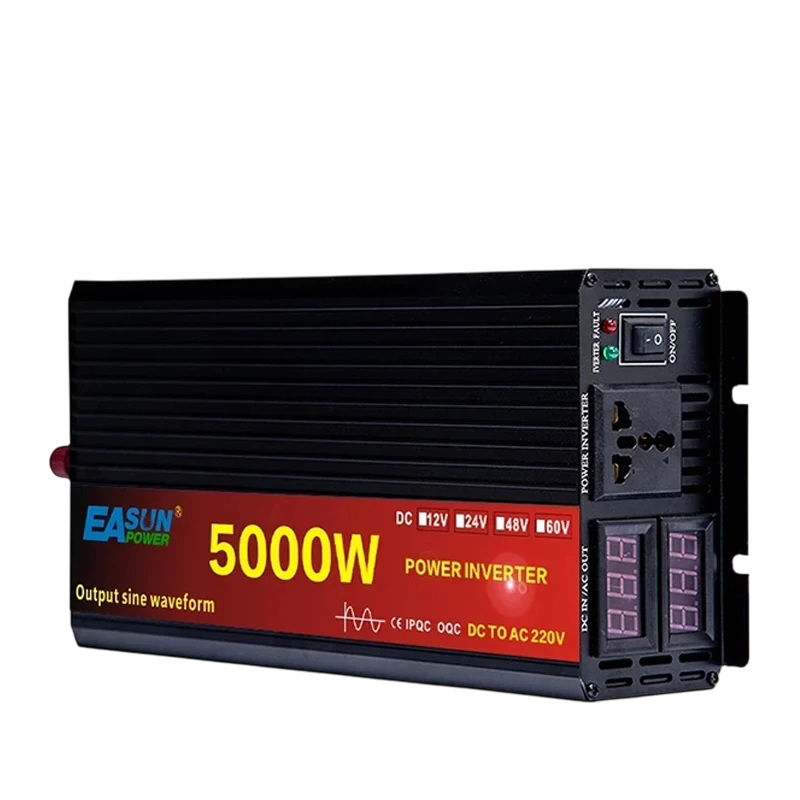 Інвертор перетворювач напруги 12 в 220В 5000 Вт чиста синусоїда два індикатори Інвертор перетворювач напруги 12 в 220В 5000 Вт чиста синусоїда два індикатори