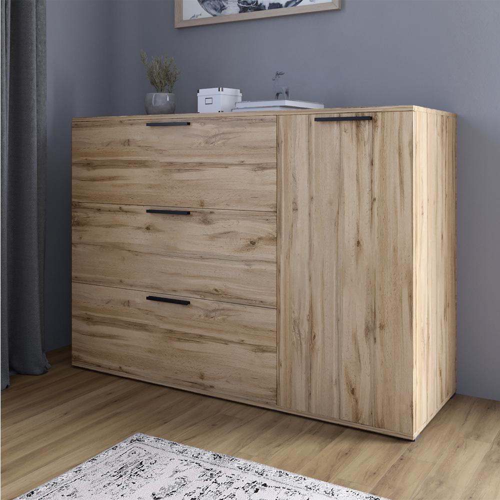 Комод Lion Краш с тремя выдвижными ящиками и закрытыми полками Дуб аппалачи (000-000-2250) - фото 1