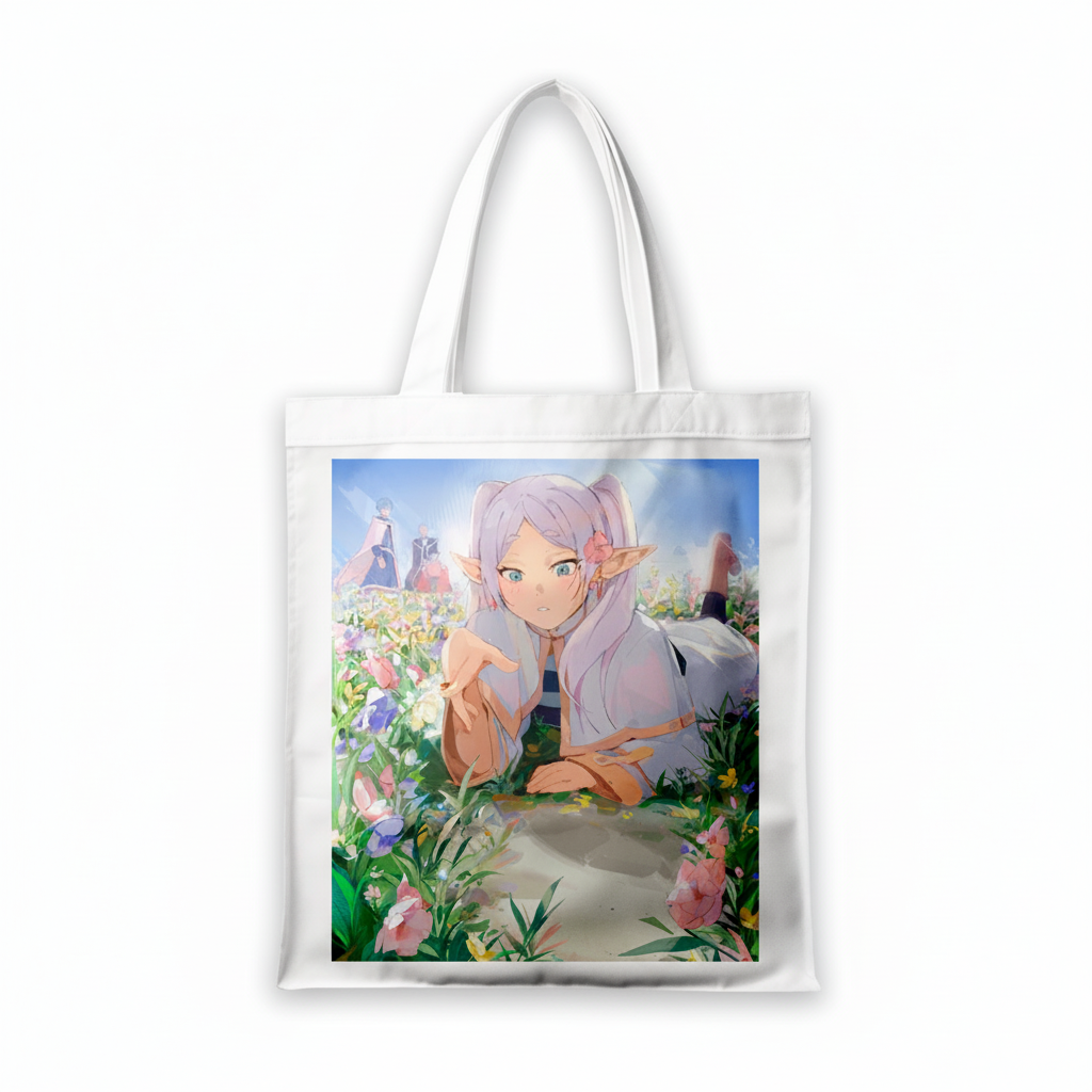 Сумка-шопер Frieren Beyond Journey's End из льна Белый (6673)