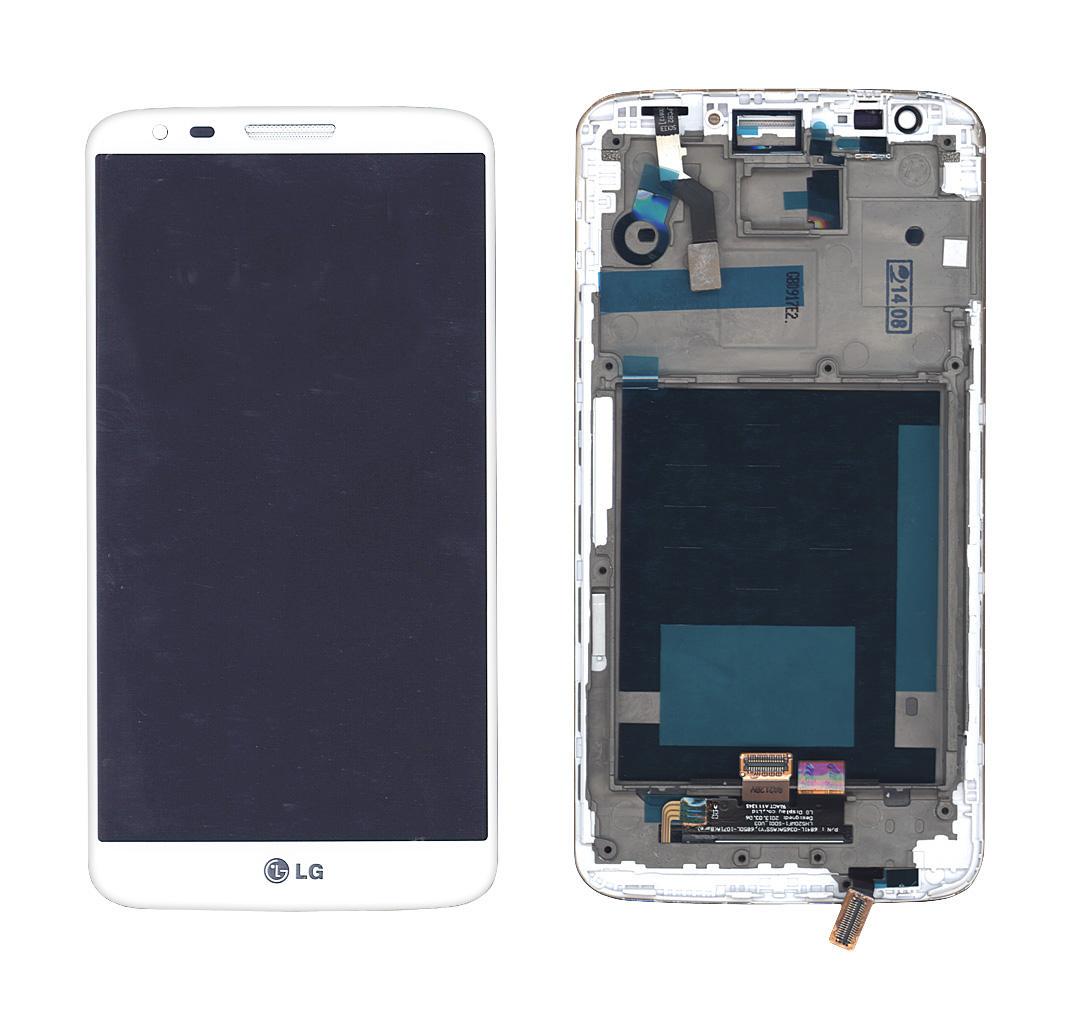 Матрица с тачскрином для телефона LG G2 D802 с рамкой Белый